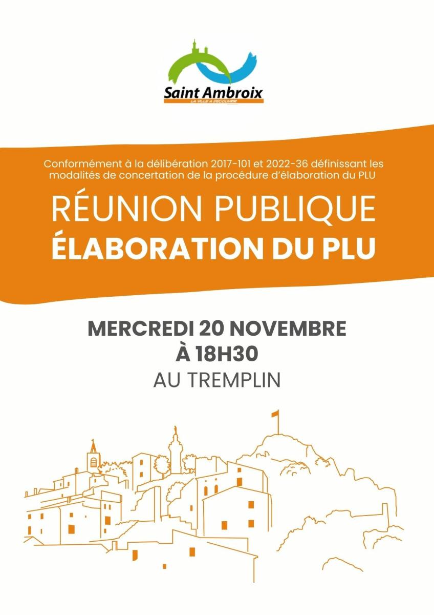 PLU - Réunion publique le 20/11/24 à 18h30 au Tremplin