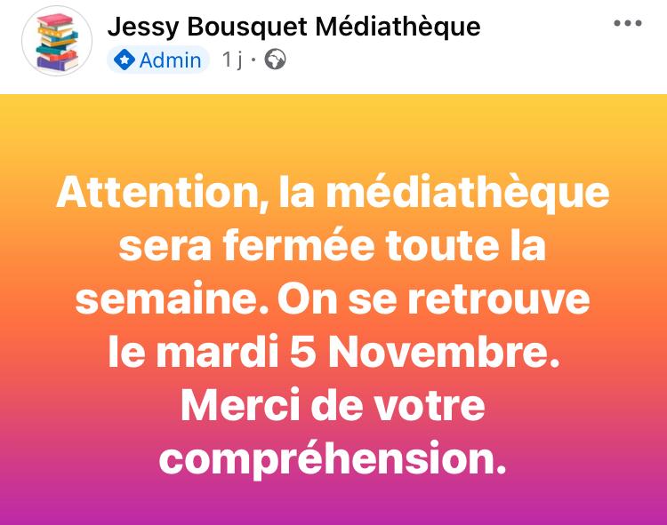 Médiathèque : réouverture le 5 novembre