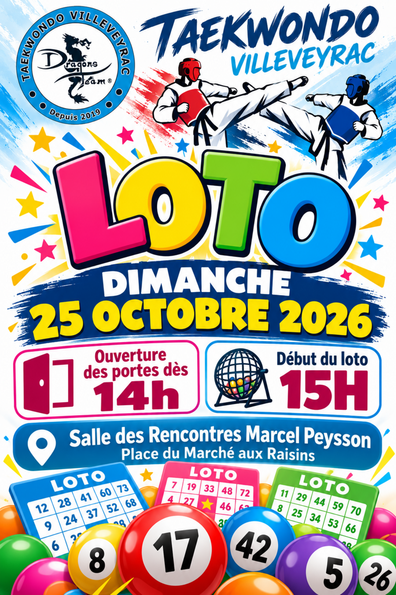 LOTO TAEKWONDO - 25 OCTOBRE 2026 - 15H