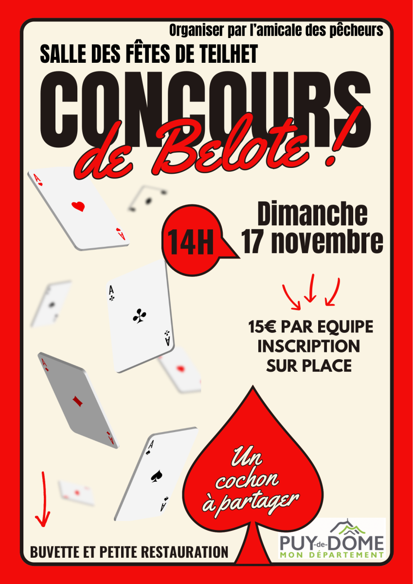 Concours de belote dimanche 17 novembre