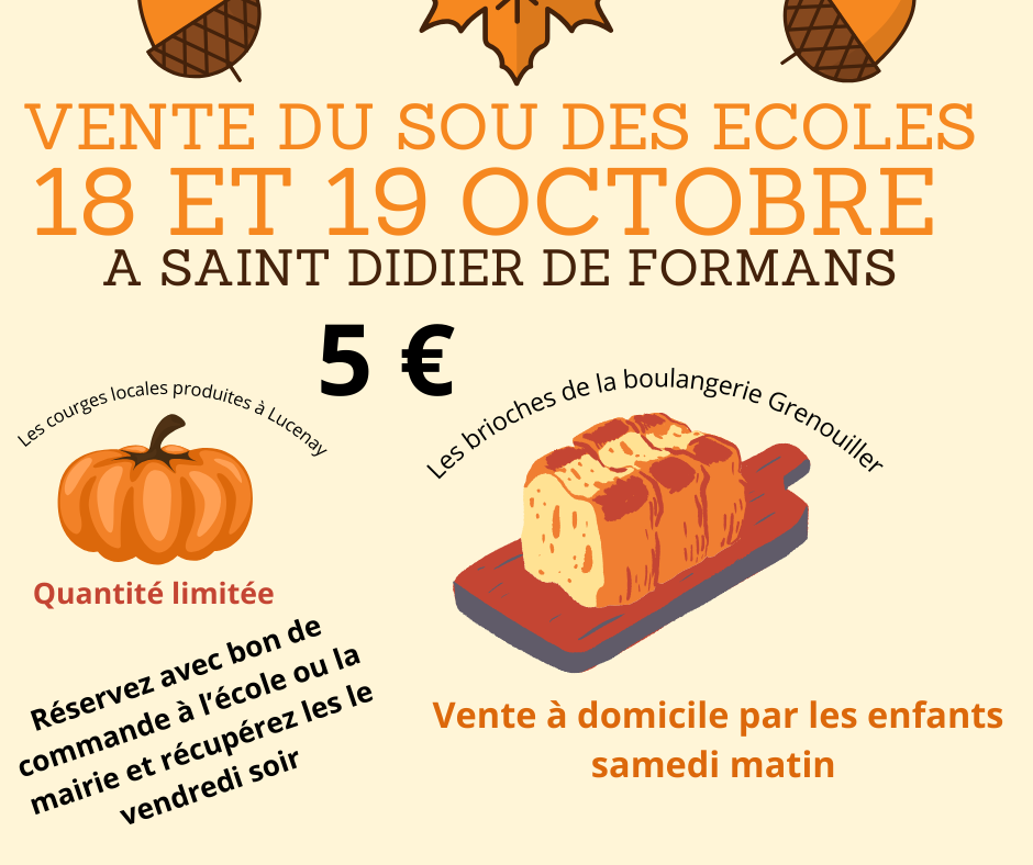 VENTE DE COURGES ET BRIOCHES DU SOU DES ÉCOLES