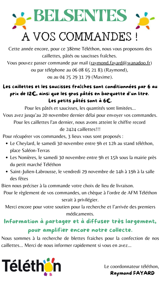 Téléthon : A vos commandes !