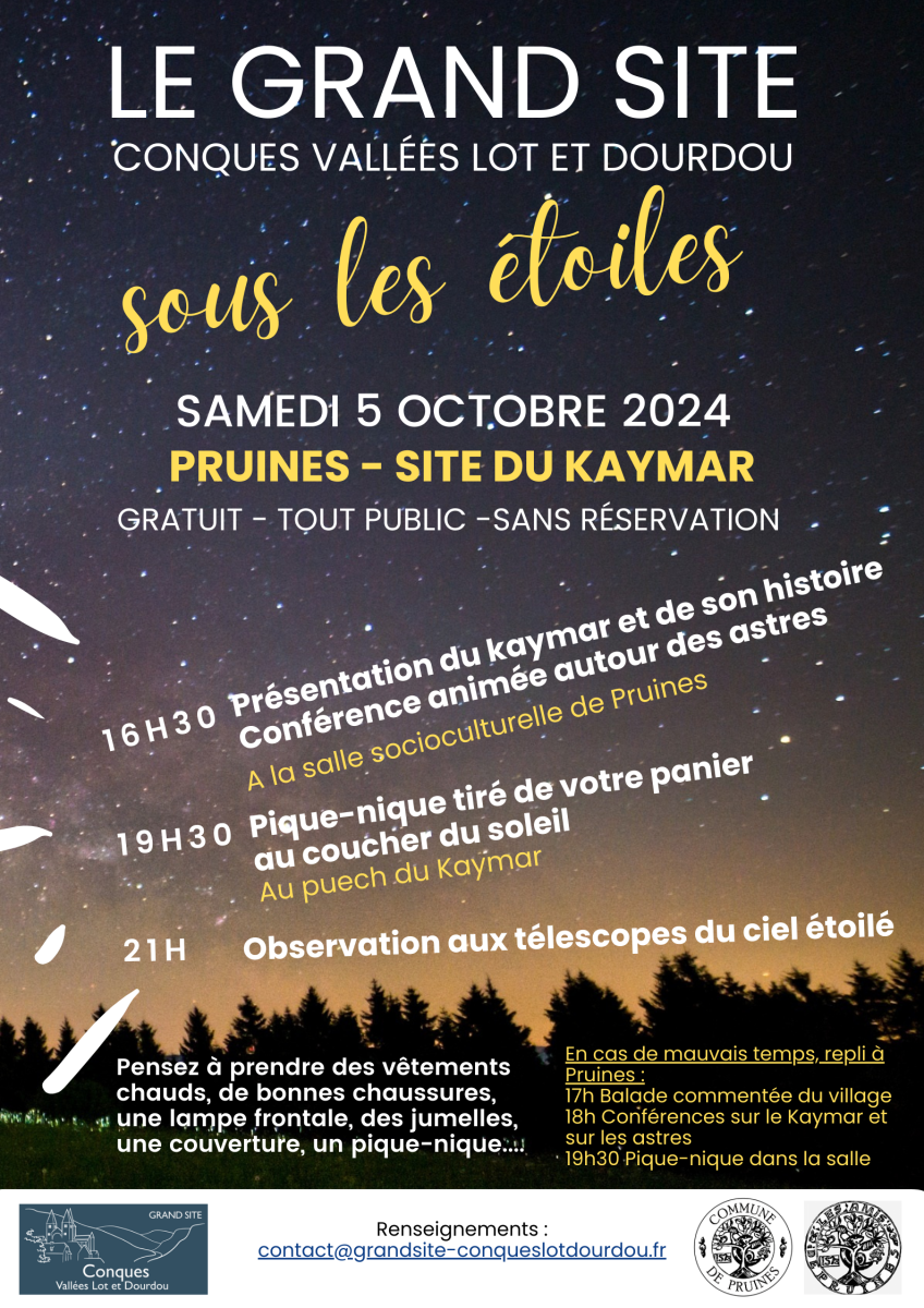 Soirée sous les étoiles - 5 octobre à Pruines