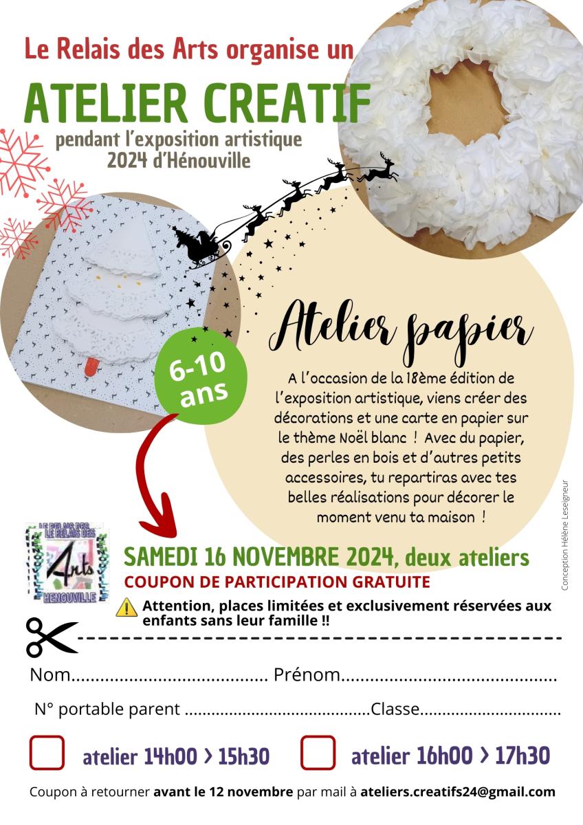 Les ateliers de l'exposition artistique du 16 et 17 novembre