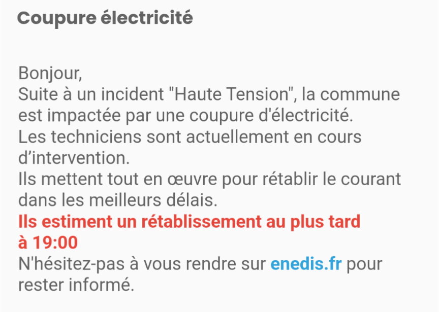 Coupure d'électricité