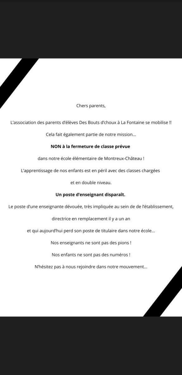 Mobilisation contre la fermeture d'une classe