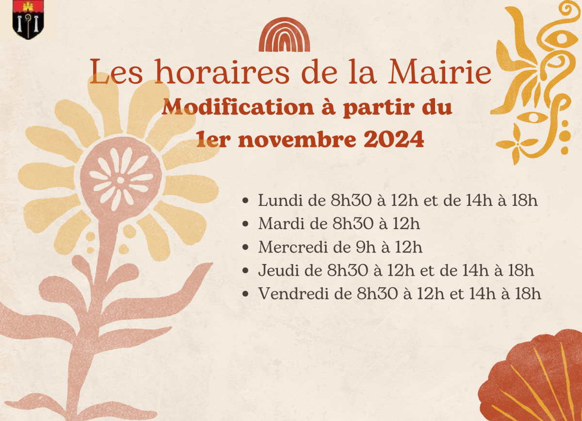 Nouveaux horaires de la mairie