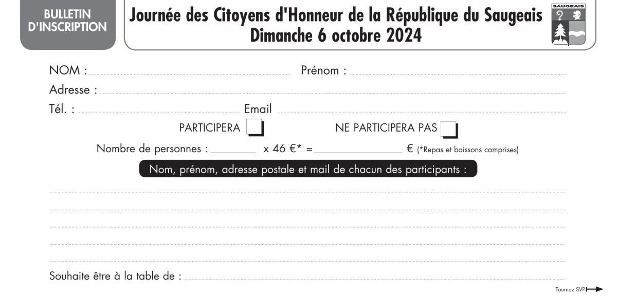 Inscriptions : Citoyens d’honneur