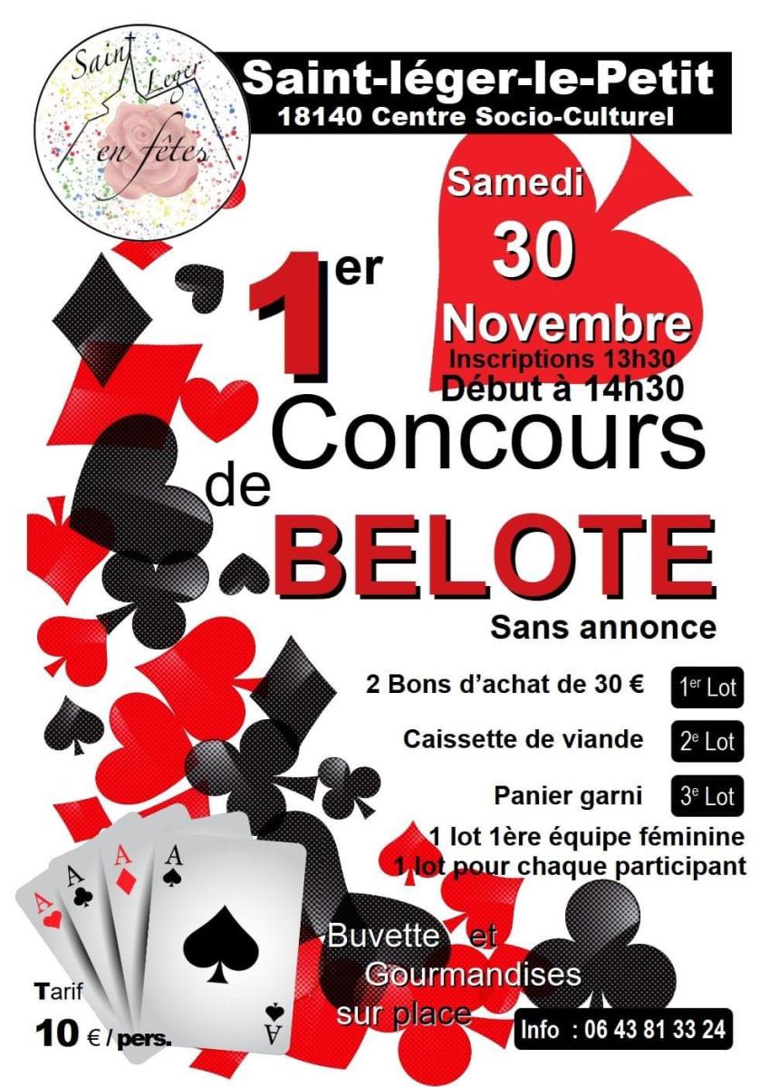 1 er Concours de Belote Asso St Léger en Fêtes