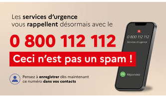 Numéro appel d'urgence : le 0800 112 112