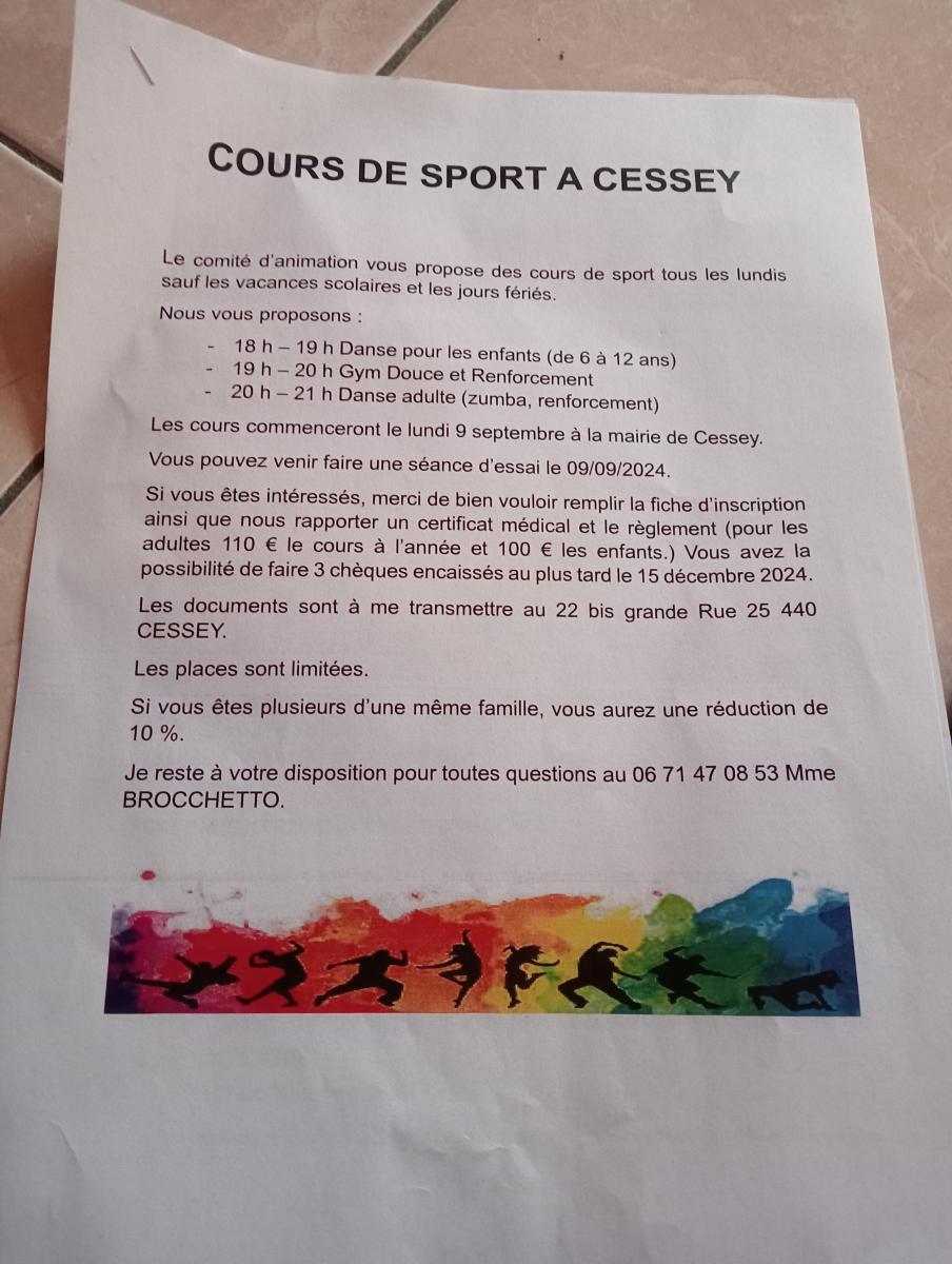 Cours de sport