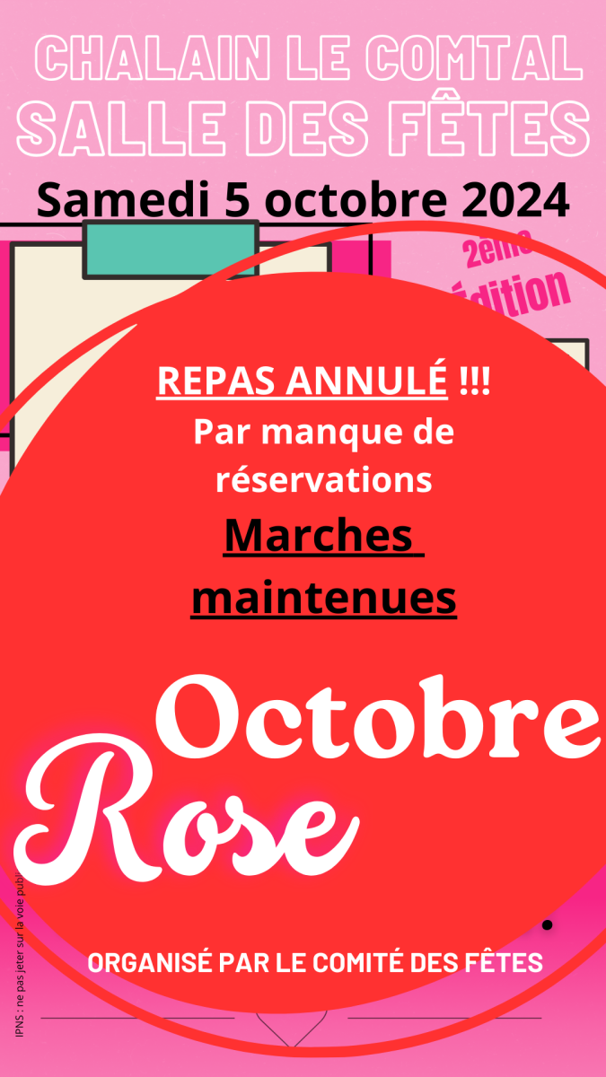 OCTOBRE ROSE - Repas annulé et marches maintenues