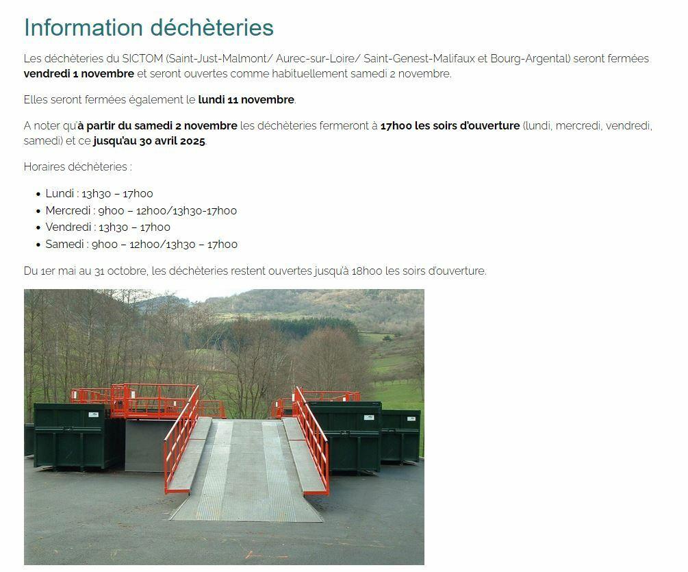 INFORMATIONS DECHETERIES