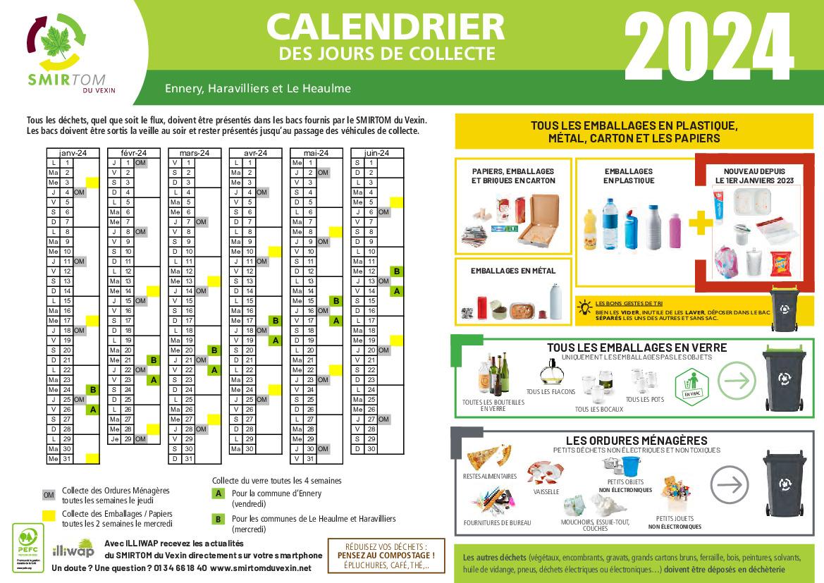 SEMOCTOM Calendriers Collecte 2024 - Ville de Saint-Loubès
