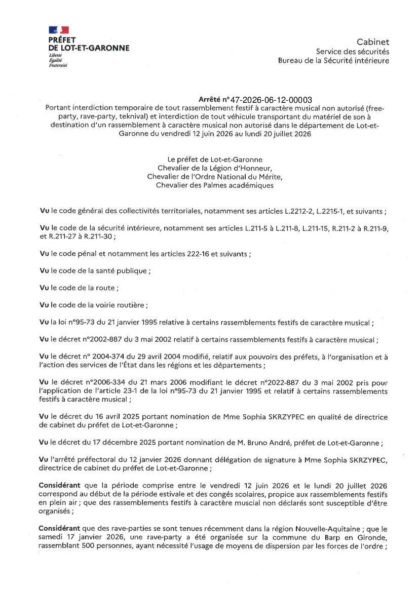 Arrêté préfecture