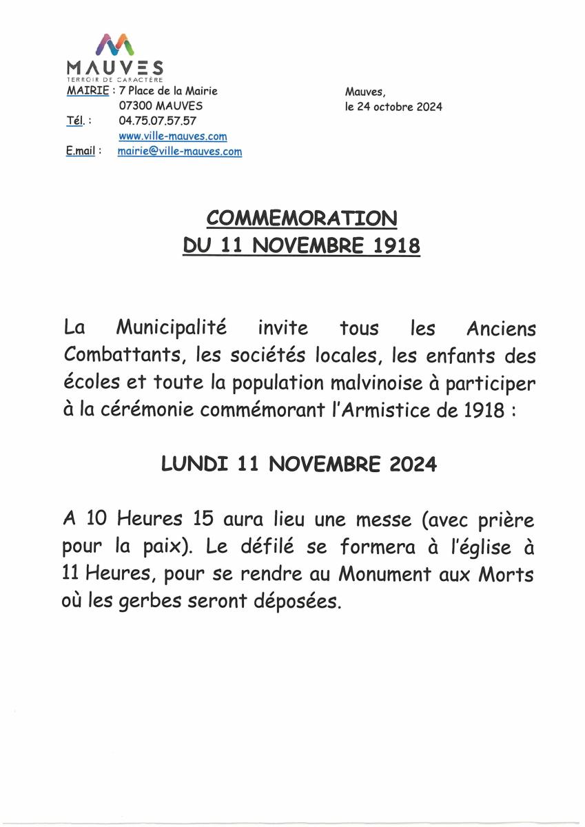 COMMEMORATION DU 11 NOVEMBRE