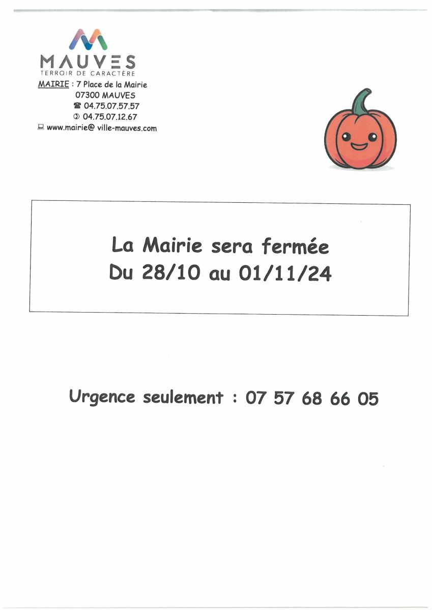 FERMETURE DE LA MAIRIE