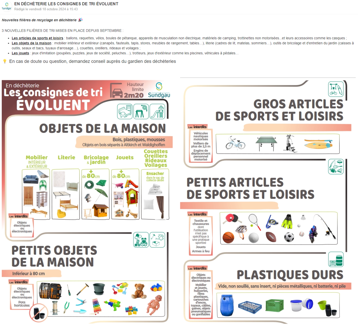 EN DECHETERIE LES CONSIGNES DE TRI EVOLUENT