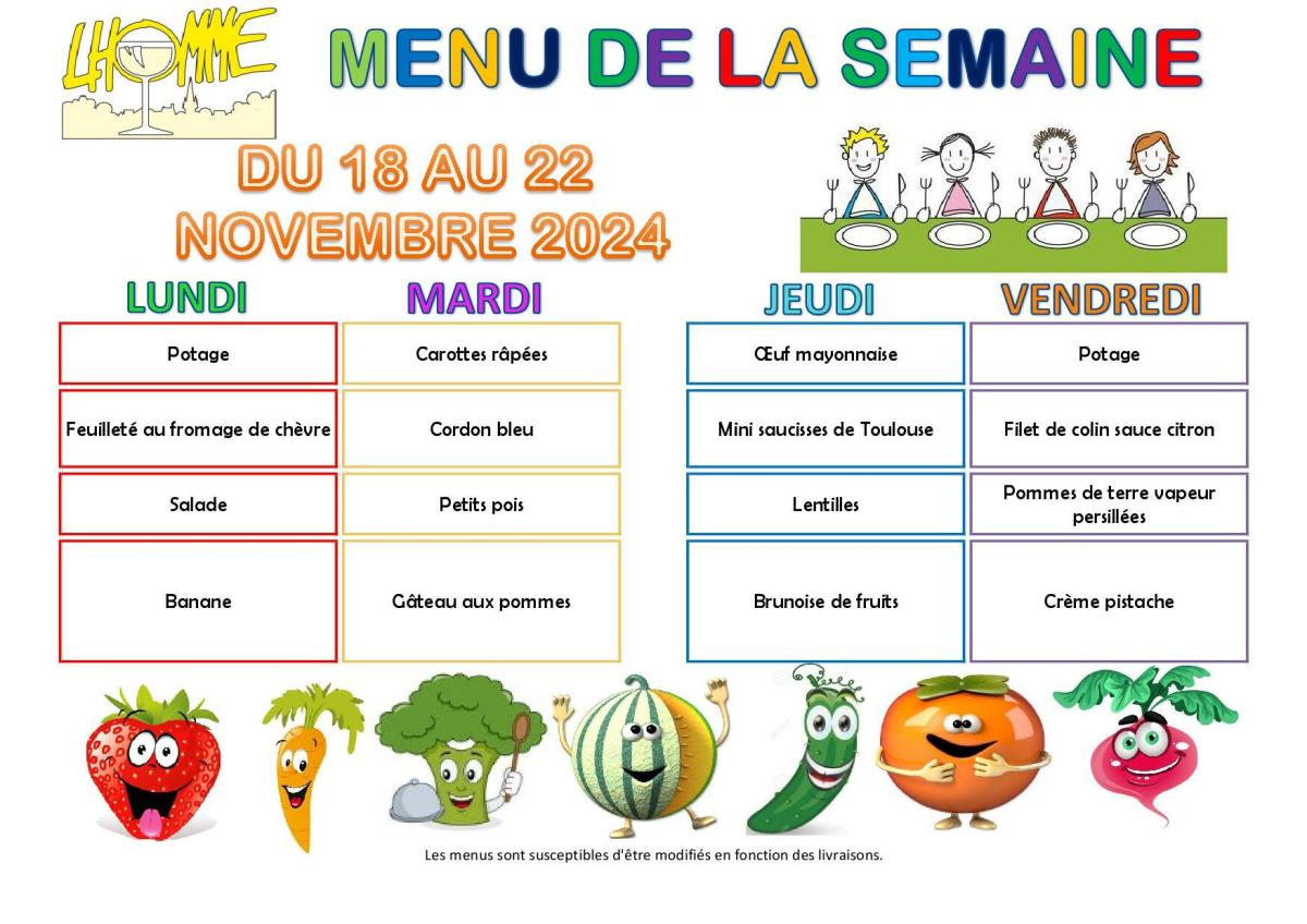 MENU CANTINE