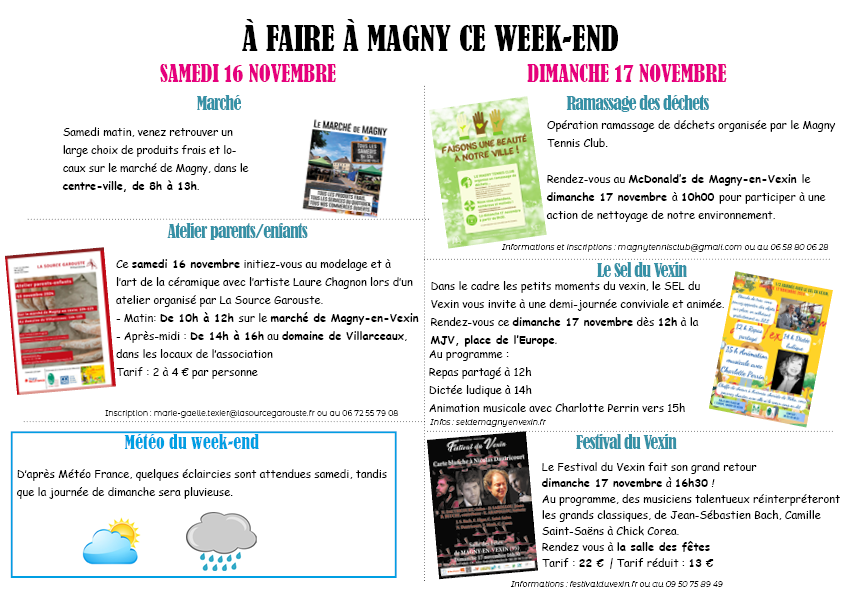 [Agenda] À faire ce week-end à Magny