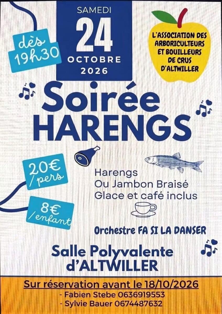 Soirée Harengs samedi 24 octobre 2026