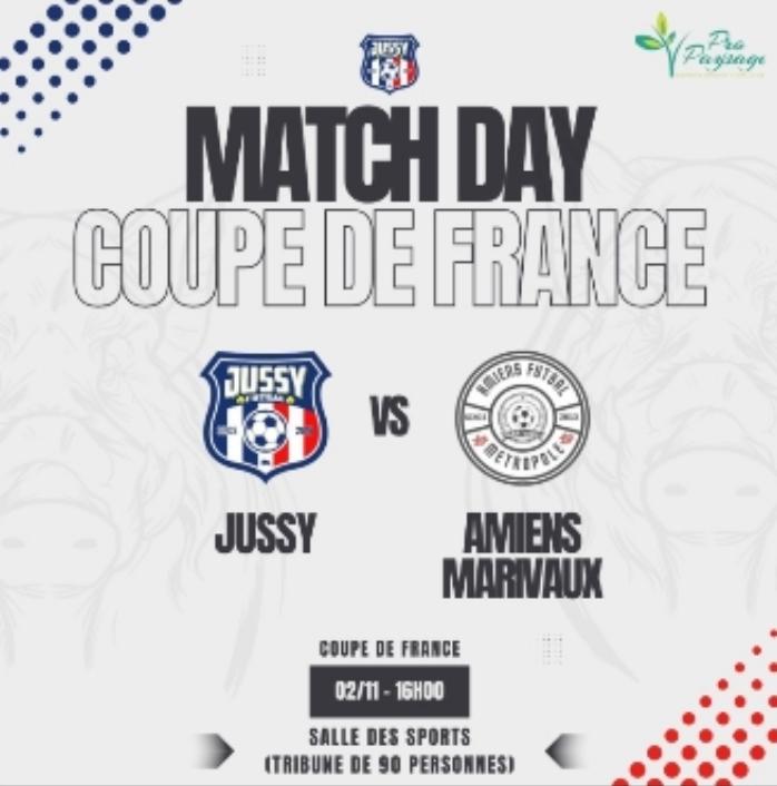 Match Jussy futsal contre Amiens le 2 novembre à 16h