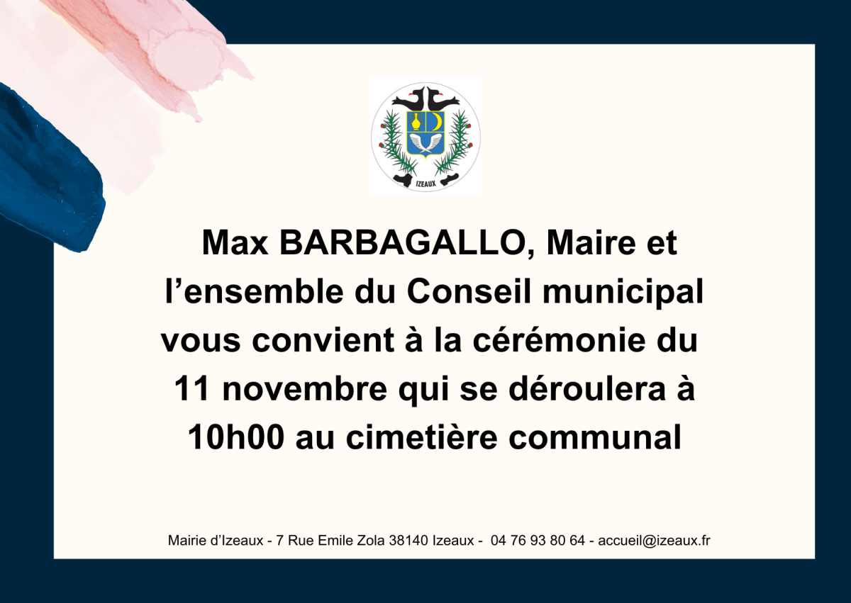 INVITATION CÉRÉMONIE DU 11 NOVEMBRE