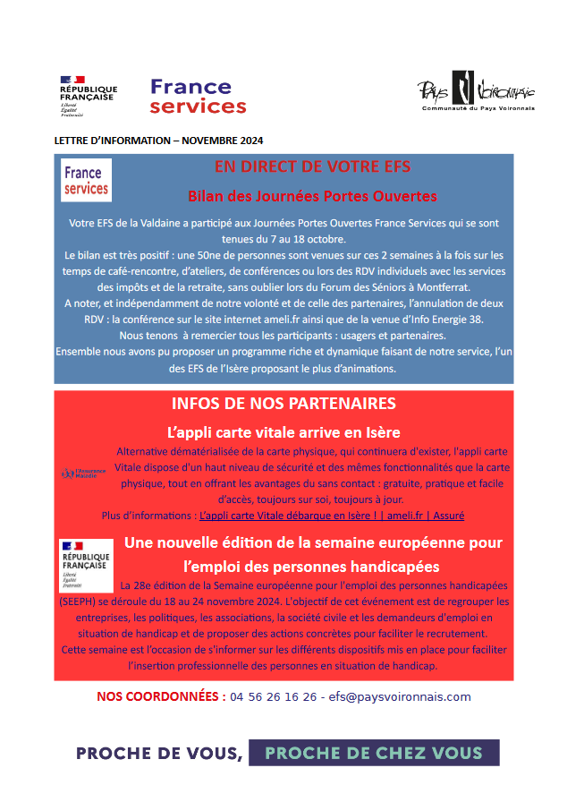 Espace France Services : lettre de novembre