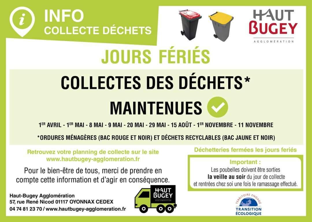 Collecte des déchets maintenue lors des jours fériés