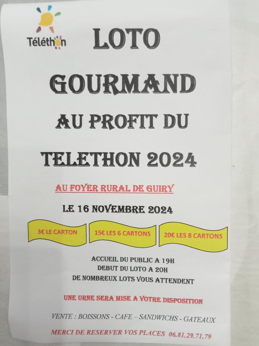 Loto gourmand au profit du téléthon 2024