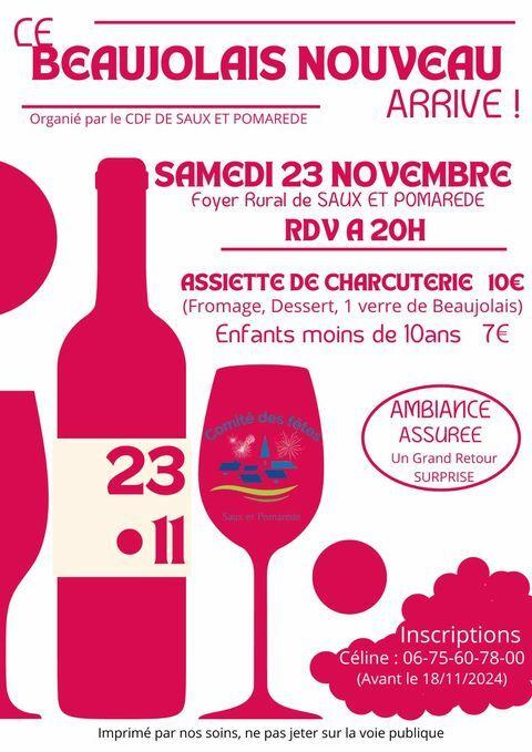 Soirée Beaujolais samedi 23 novembre