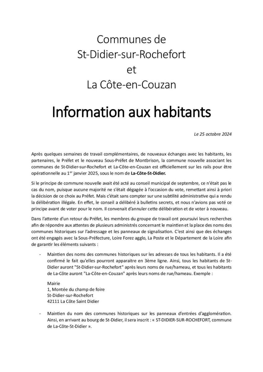 INFORMATION COMMUNE NOUVELLE