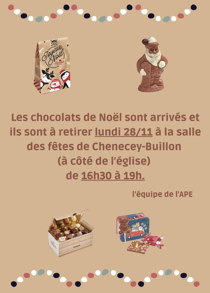 Distribution des chocolats de Noël commandés à l APE