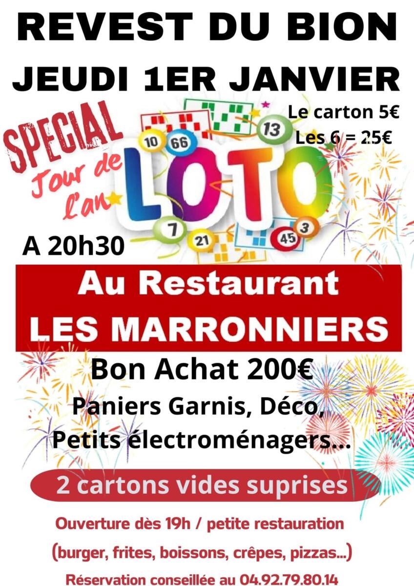 Loto Spécial Jour de l'an au Restaurant les Marronniers