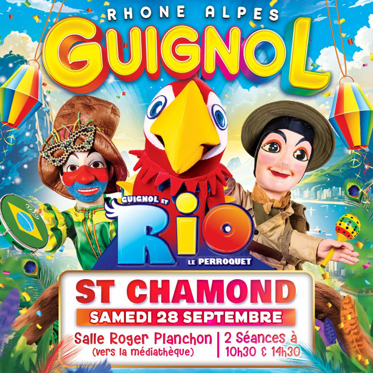 Guignol et Rio le majestueux perroquet