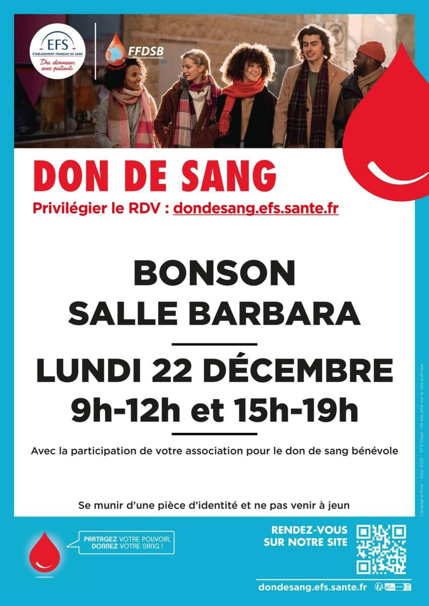 Don du sang à Bonson
