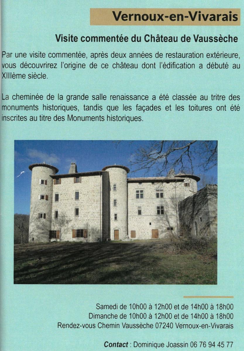 Journées européennes du patrimoine : visite commentée du Château de Vaussèche