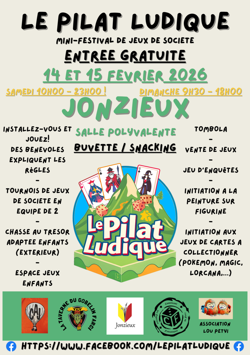 2ème édition du Festival du Pilat Ludique à Jonzieux les 14 et 15 février 2026