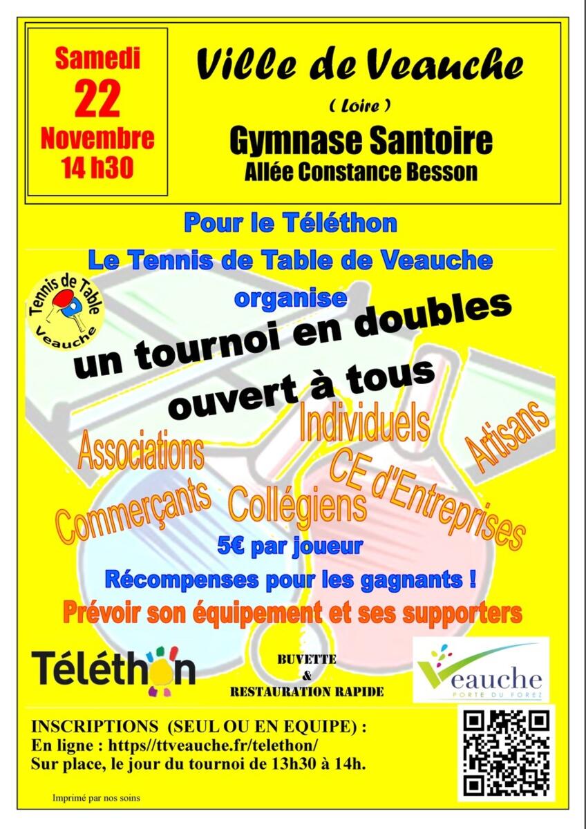 Tournoi de Tennis de Table au profit du Téléthon