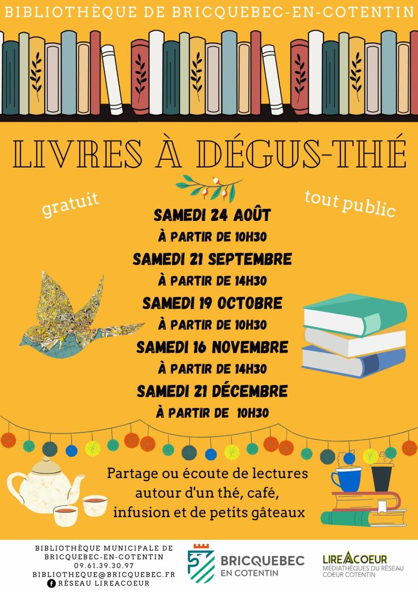 Livres à dégus-thé à la bibliothèque