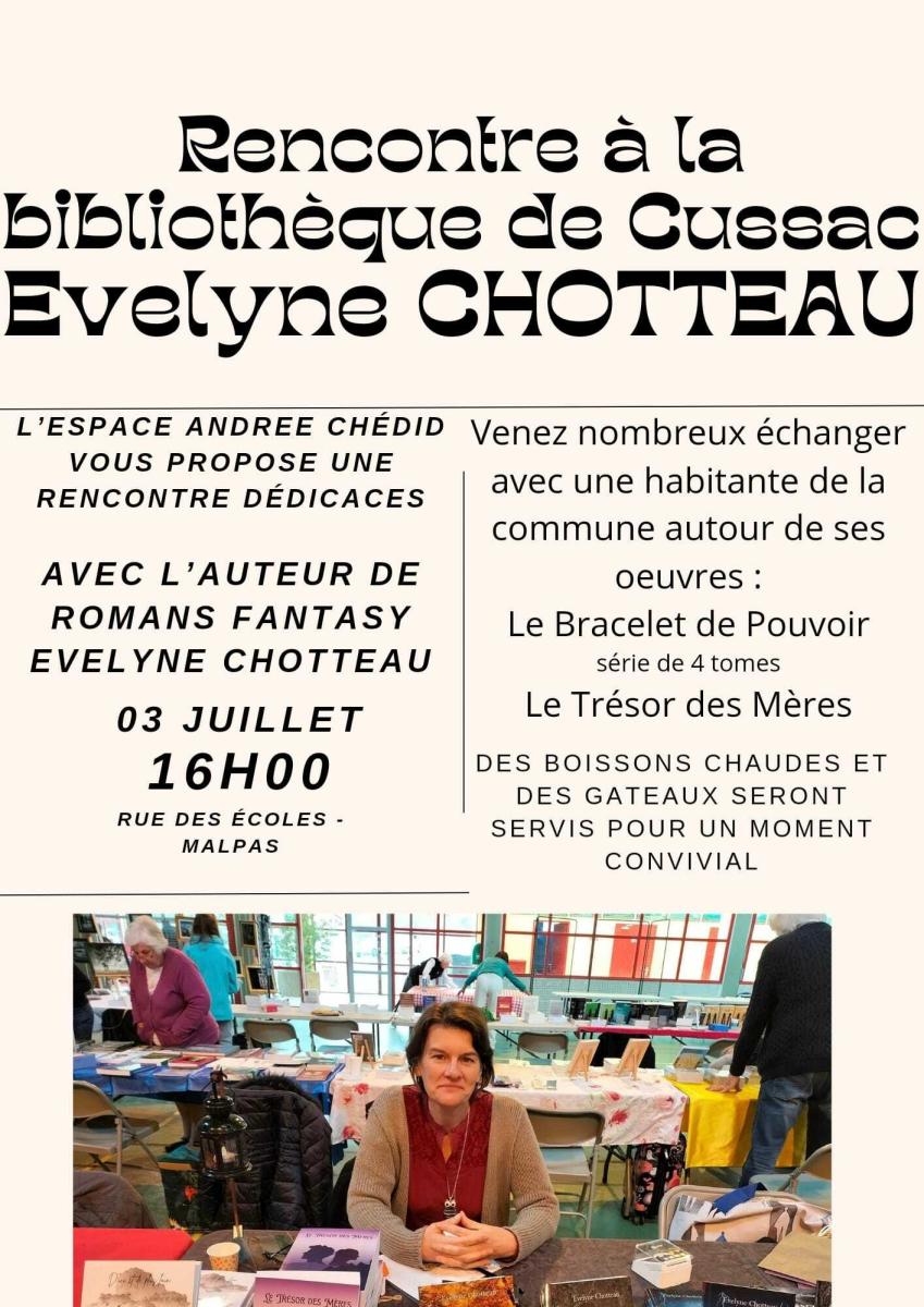 Rencontre avec l'auteure Evelyne Chotteau à la bibliothèque