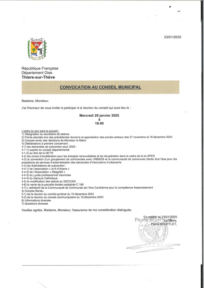 RÉUNION CONSEIL MUNICIPAL