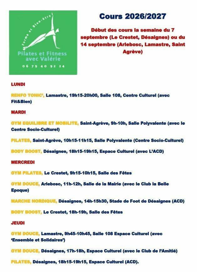 activités saison 2026 / 2027