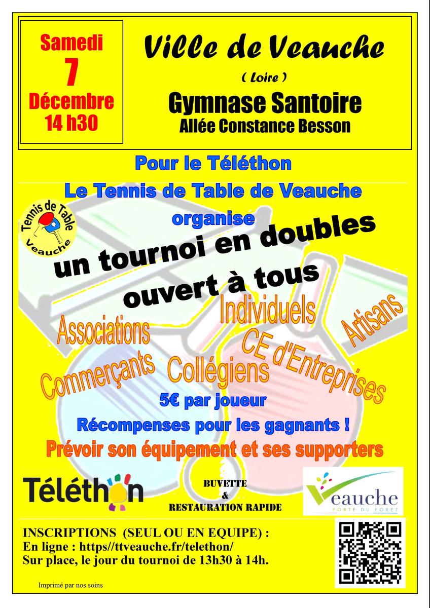 Tournoi de tennis de table par le TTV au profit du Téléthon.