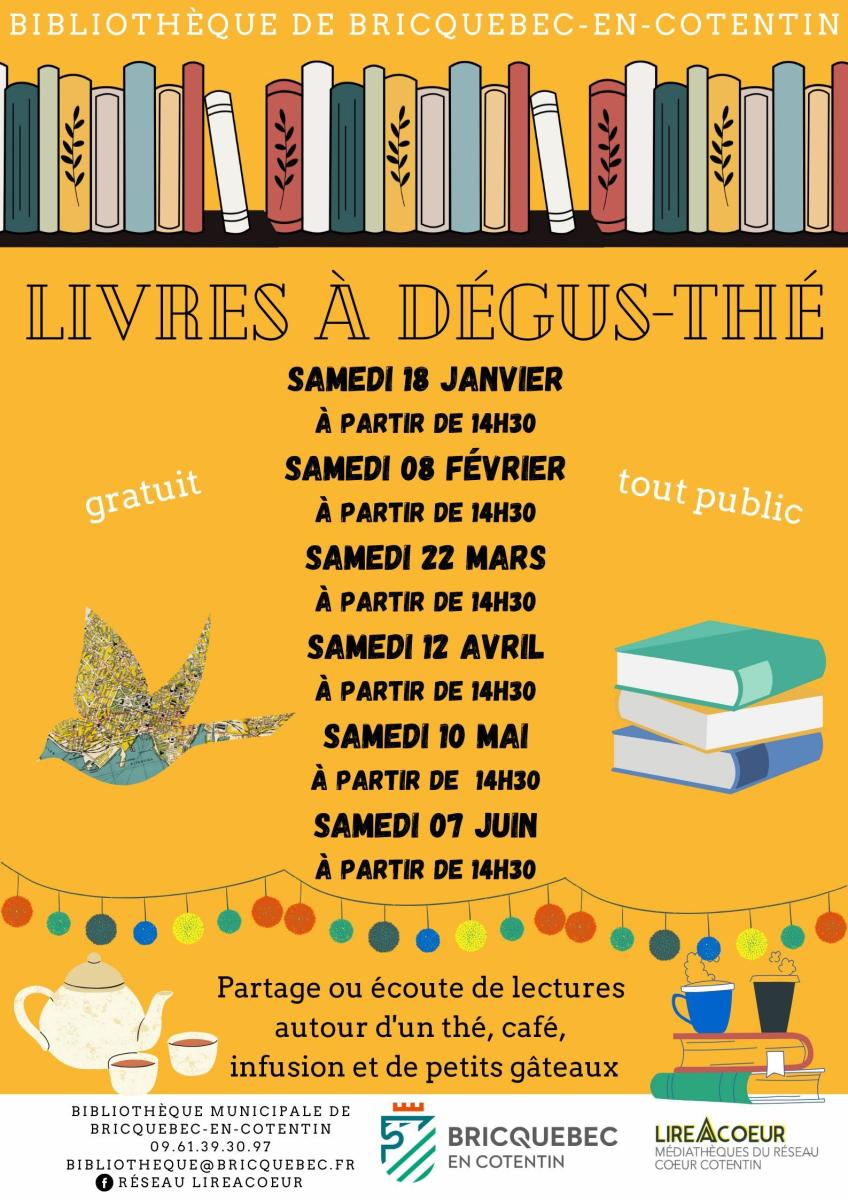 Livres à dégus-thé à la bibliothèque