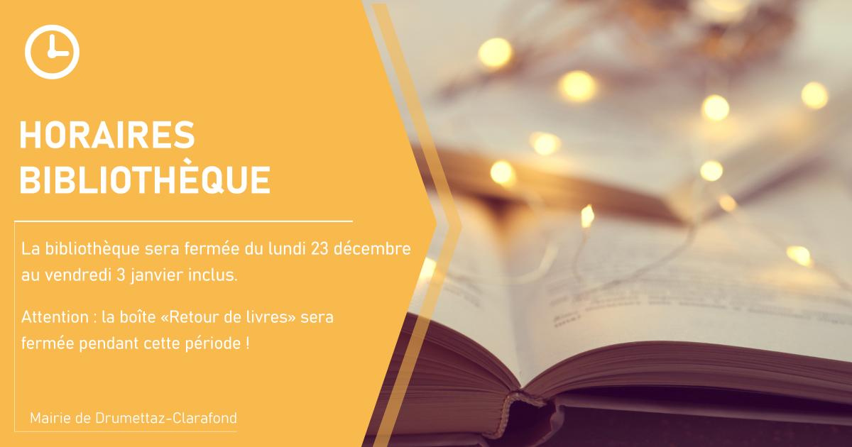 Horaires bibliothèque 🕐📖