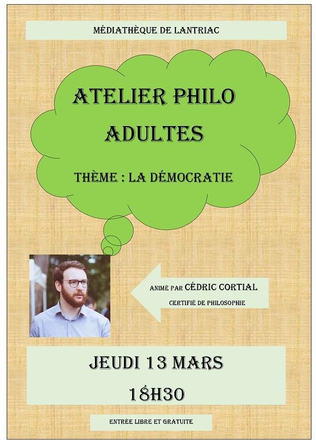 Atelier philosophique animé par Cédric Cortial