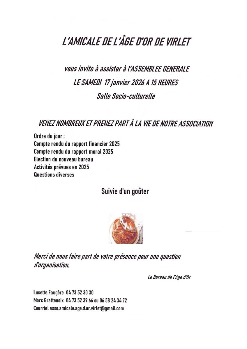 ASSEMBLEE GENERALE DE L'AGE D'OR