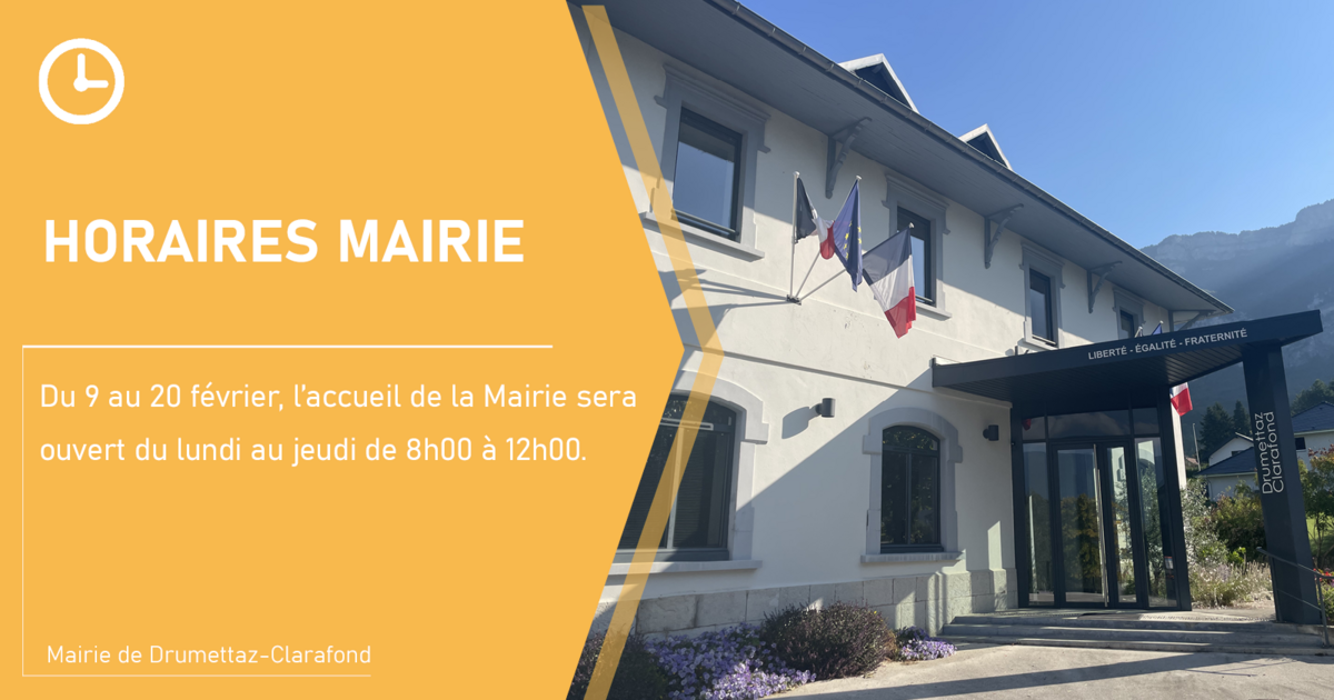 Horaires de la Mairie 🕐
