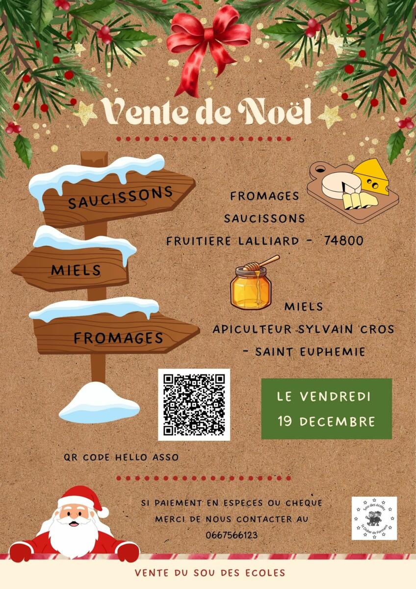 VENTE DE NOEL ORGANISÉE PAR LE SOU DES ECOLES